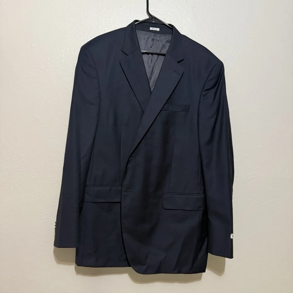 Peter Millar Men's Navy Blue Wool‎ Two Button Blazer Suit Jacket Classic Fit 48T